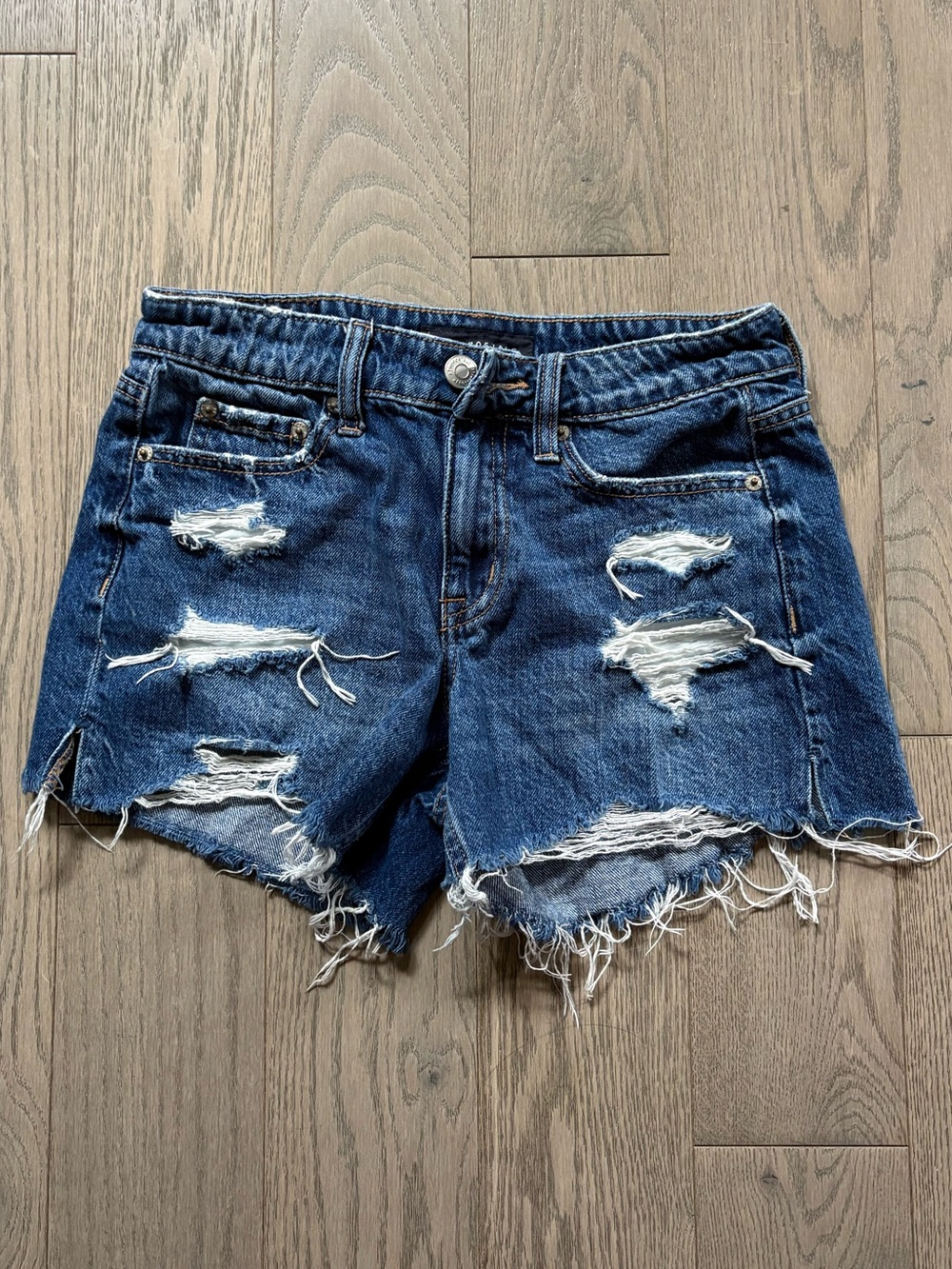 Aeropostale Distressed Dark Blue Denim Cutoff Shorts